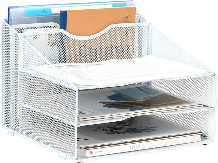 Brievenlade 3-laags Met Lade | 33% Korting | Wit Metaal, Diversen, Bureau-accessoires, Zo goed als nieuw, Ophalen of Verzenden