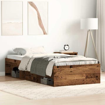 vidaXL Bedframe zonder matras 75x190 cm spaanplaat oud hout, Eenpersoons, Bruin, Verzenden, Nieuw
