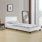 Gestoffeerd Bed Verona - 90 x 200 cm - Wit - LED verlichting, Verzenden, Nieuw