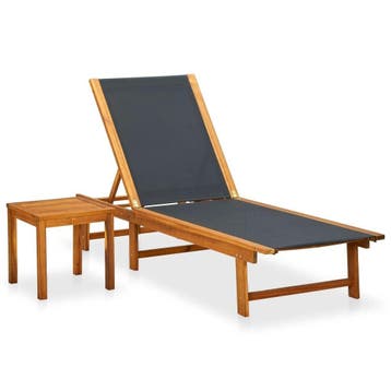 Ligbed met tafel - Acaciahout - Retourdeal 47% Korting, Ophalen of Verzenden, Zo goed als nieuw, Hout, Inklapbaar