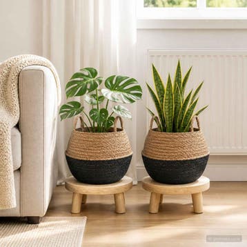vidaXL Plantenpot met handvatten 2 st Zwart Ø 45 x 36 cm, Verzenden, Nieuw, 30 tot 60 cm