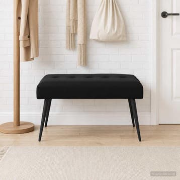 vidaXL Bank met knoopverstelling Zwart 80 x 40 x 46 cm, Verzenden, Nieuw, Stof