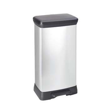 Rechthoekige pedaalemmer Decobin 50 ltr - zilver/Zwart, Huis en Inrichting, Verzenden, Nieuw