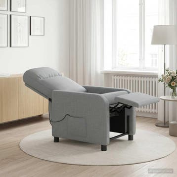 vidaXL Massage Recliner Lichtgrijs Stof, Verzenden, Nieuw