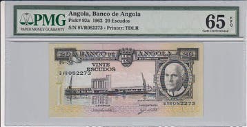 1962 Angola 20 Escudos Pick 92a Pmg Gem Unc 65 Epq, Verzenden
