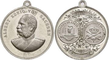 Zinnmedaille zum 70 Geburtstag 1898 Sachsen: Albert, 1873..., Verzenden