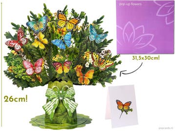 Boeket Bloemen met Vlinders | Megagrote pop-up kaart, Verzenden, Nieuw