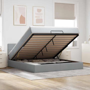 vidaXL Bed met matras 160x200 cm stof lichtgrijs, Verzenden, 200 cm, 160 cm, Nieuw