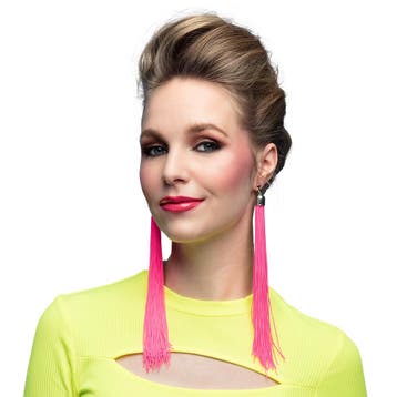Festival Oorbellen Neon Roze (20cm), Ophalen of Verzenden, Nieuw