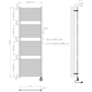 Wiesbaden Elara Elektrische Radiator Smart WiFi - 181.7x60cm, Ophalen of Verzenden, Nieuw
