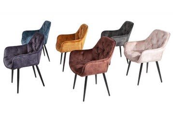 Design stoel MILANO mosterdgeel fluweel met Chesterfield, Ophalen of Verzenden, Nieuw