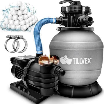 Zandfilterpomp - Zandfilter voor zwembad - 10200L/u - Grijs, Verzenden, Zo goed als nieuw