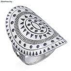 Zilveren grote mandala art ring, Verzenden, Nieuw, Zilver
