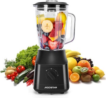 Blender - Smoothie Maker - Glazen kan - 1,5L - 600W - Zwart, Verzenden, Zo goed als nieuw