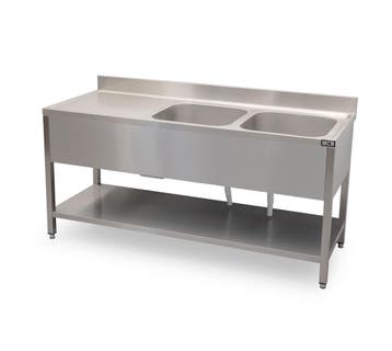 HCB Spoeltafel - dubbele spoelbakken rechts - 180 cm - RVS, Verzenden, Nieuw in verpakking, Overige typen