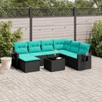 vidaXL 8-delige tuinbankset met kussens, zwart polyrotan, Verzenden, Nieuw, Rotan