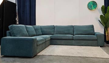 Hoekbank Ikea Kivik | Ribstof Grijs/Turkoois | Gereinigd, Ophalen of Verzenden, Nieuw