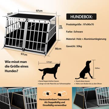 Transportbench voor Honden XXL Aluminium 97x90x70cm, Dieren en Toebehoren, Verzenden, Nieuw