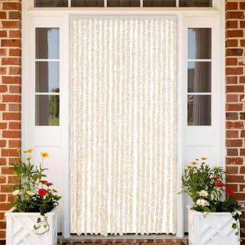vidaXL Vliegengordijn 90x200 cm chenille beige en wit, Verzenden, Nieuw, Beige