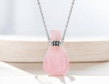 Gedenk hanger mini urn van edelsteen Rose Quartz (ook de..., Ophalen of Verzenden, Nieuw, Kraal