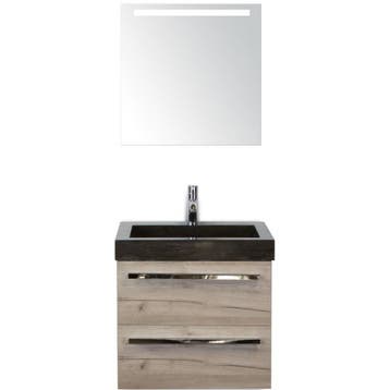 Seville Badmeubelset 60 cm - Craft Oak - Wastafel Hardsteen, Ophalen of Verzenden, Nieuw