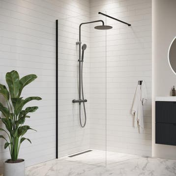 Douchewand Florida 80 x 200 cm Zwart – Inloopdouche 8 mm, Verzenden, Nieuw, Douche