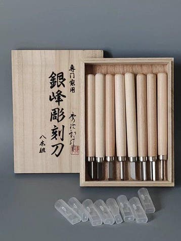 Hideji Silver Peak Carving Chisel Set (8 Pieces) - sculptuur