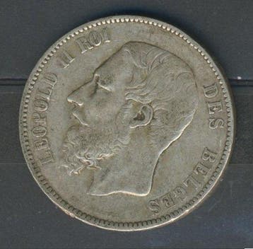 België. Leopold II. 5 Francs 1873 (Zonder minimumprijs), Postzegels en Munten