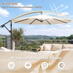 LIVSK Parasol 300 cm - Geventileerde Kap - 360° Draaibaar -, Verzenden, Nieuw