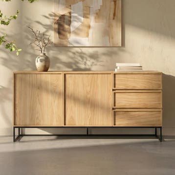 *WOONWINKEL* Kave Home Taiana Eiken Dressoir Met Metalen Fra, Verzenden, Nieuw