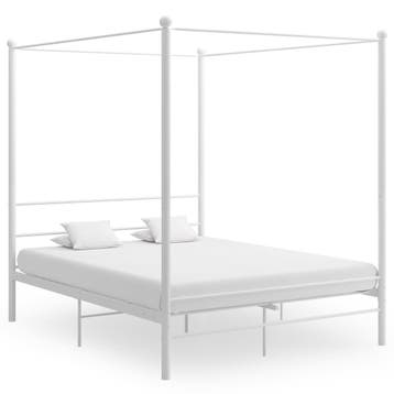 vidaXL Hemelbedframe metaal wit 160x200 cm, Huis en Inrichting, Slaapkamer | Bedden, Verzenden, Wit, 200 cm, Metaal