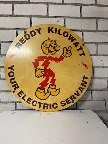 Reddy Kilowatt – XXL rond emaille reclamebord – Your
