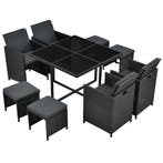 Polyrotan eetset - Baracoa L - 9-delig - Zwart, Verzenden, Nieuw