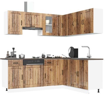 vidaXL 11-delige Keukenkastenset Kalmar bewerkt hout oud, Huis en Inrichting, Verzenden, Nieuw, Bruin