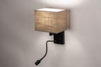 Rietveld Wandlampen - Zwart, Taupe - Stof, Metaal, Verzenden, Nieuw