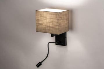 Rietveld Wandlampen - Zwart, Taupe - Stof, Metaal, Verzenden, Nieuw