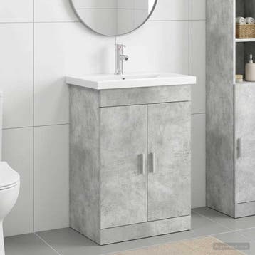 vidaXL Badkamermeubelset Betongrijs 61 x 40 x 84,5 cm, Verzenden, Nieuw
