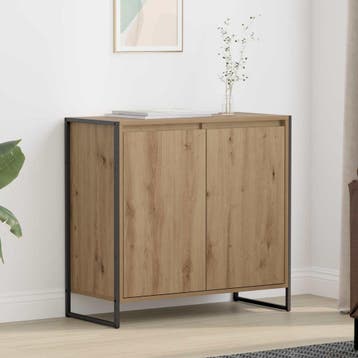 vidaXL Bijzetkast Ambachtelijk eiken 79 x 36 x 75 cm Bewerkt, Huis en Inrichting, Kasten | Buffetkasten, Minder dan 50 cm, Verzenden