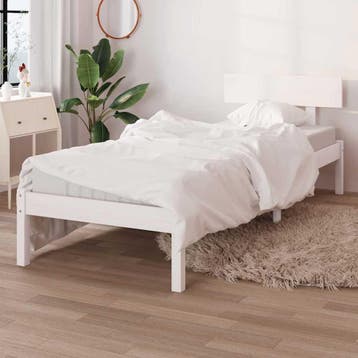 vidaXL Bedframe massief hout wit 75x190 cm, Eenpersoons, Verzenden, Wit, Nieuw
