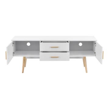 TV meubel Alavus tv kast met 2 lades 140x40x56 cm wit, Verzenden, Nieuw