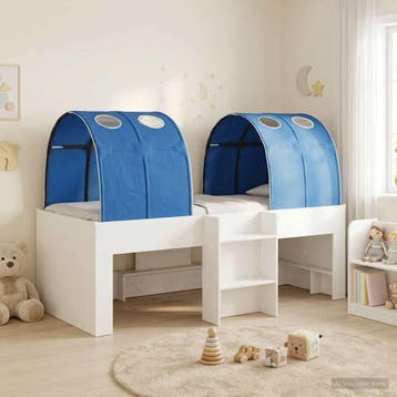 vidaXL Bed met Tunnel 3 st Wit en Blauw Bewerkt hout, Verzenden, Nieuw, Wit, Hout