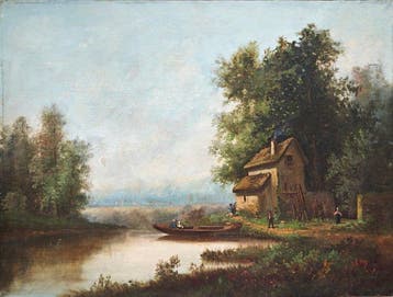 J. Levy (XIX-XX) - Maison au bord de la rivière - NO RESERVE