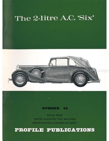 THE 2-LITRE A.C. SIX (PROFILE PUBLICATIONS 92), Nieuw, Author