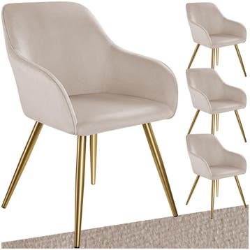 Eetkamerstoel Marilyn fluweellook, gouden poten, Verzenden, Nieuw