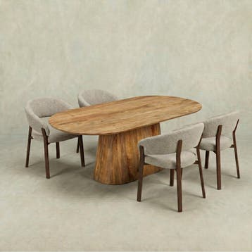 Mangohouten Eettafel Mick capsule 180×90 cm, Verzenden, Nieuw, Industriële meubels, Overige vormen