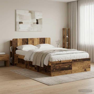 vidaXL Hoofdeinde kas met opslag Oud hout Bewerkt hout, Verzenden, Nieuw, Bruin, Hout