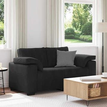 vidaXL Loveseat bank 160x77x82 cm fluweel zwart, Verzenden, Nieuw, Stof