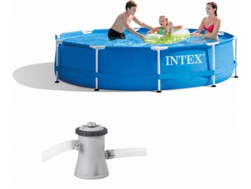 Intex Metal Frame - Zwembad 305 x 76 cm - 12-Volt filterpomp, Verzenden, Nieuw