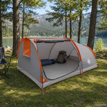 vidaXL Hiking Tent Waterdicht 2-persoons Grijs en Oranje, Verzenden, Nieuw, Tot en met 2
