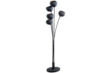 Vloerlamp MAGMA 170 cm 5 lampenkappen zwart goud - 37004, Ophalen of Verzenden, Nieuw